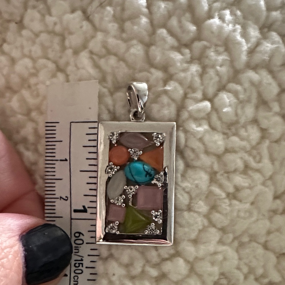 Lia Sophia Galileo Silver-Tone Slide Pendant with multicolored stones & crystals - Picture 5 of 10